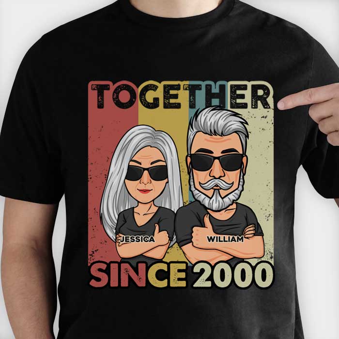 Nous sommes ensemble depuis des années - T-shirt unisexe personnalisé, sweat à capuche, sweat-shirt - Cadeau pour couple, mari et femme, anniversaire, fiançailles, mariage, cadeau de mariage