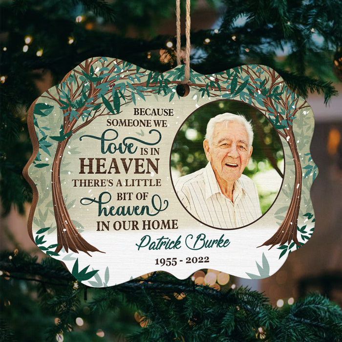 Il y a un petit coin de paradis dans notre maison - Ornement commémoratif personnalisé - Bois en forme de Benelux - Télécharger une image, cadeau de condoléances, cadeau de Noël pour la famille