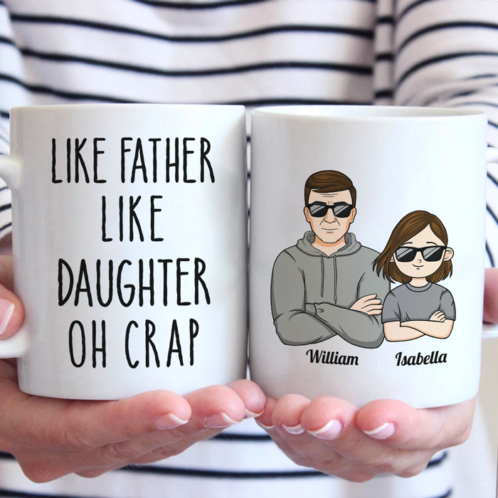 Oh merde, tel père, telle fille - Tasse personnalisée familiale - Cadeau pour les membres de la famille