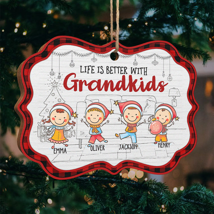 La vie est meilleure avec ses petits-enfants - Décoration de Noël en bois personnalisée en forme de Benelux - Cadeau pour la famille, cadeau de Noël