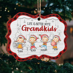 La vie est meilleure avec ses petits-enfants - Décoration de Noël en bois personnalisée en forme de Benelux - Cadeau pour la famille, cadeau de Noël