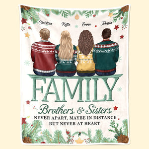 Les membres de la famille ne sont jamais séparés au fond du cœur - Couverture personnalisée pour la famille - Cadeau de Noël pour les frères et sœurs