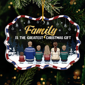 La famille est le meilleur cadeau de Noël ! Décoration de Noël personnalisée en acrylique en forme de Benelux. Cadeau pour la famille, cadeau de Noël.