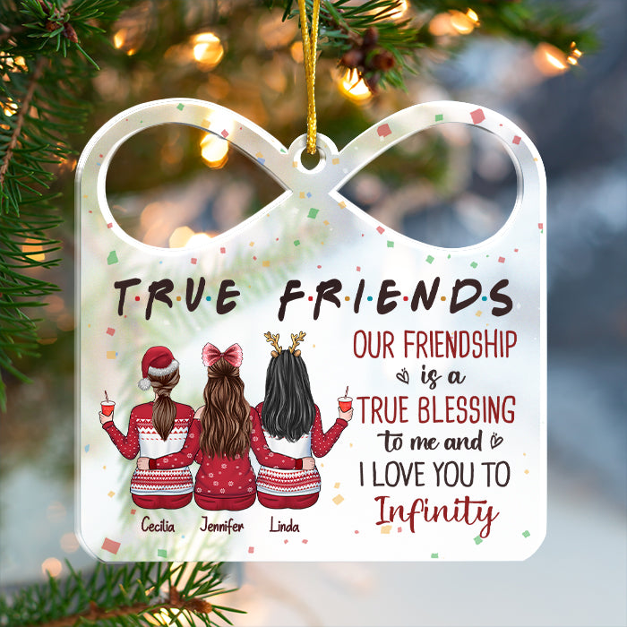 Notre amitié est une véritable bénédiction - Décoration de Noël en acrylique personnalisée en forme de boîte-cadeau - Cadeau pour meilleure amie, meilleure amie, sœur, cadeau d'anniversaire pour meilleure amie et amie, cadeau de Noël