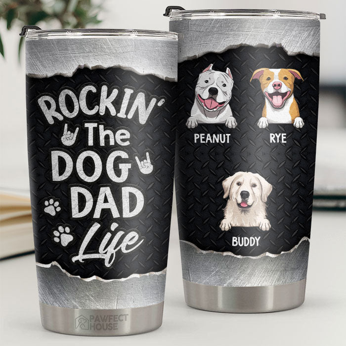 « Rockin' The Amazing Dog Dad Life » - Gobelet personnalisé - Cadeau pour les amoureux des chiens, propriétaires de chiens, cadeau pour chien, cadeau pour les amoureux des animaux