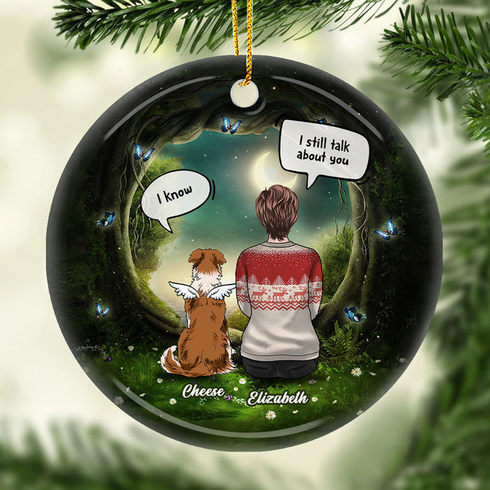 Le bruit de tes pattes me manque toujours - Décoration de Noël ronde personnalisée en céramique - Cadeau commémoratif, cadeau de condoléances, cadeau de Noël