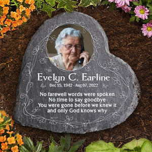 No Farewell Words Were Spoken No Time To Say Goodbye - Personalized Memorial Stone, Human Grave Marker - Upload Image, Memorial Gift, Sympathy Gift