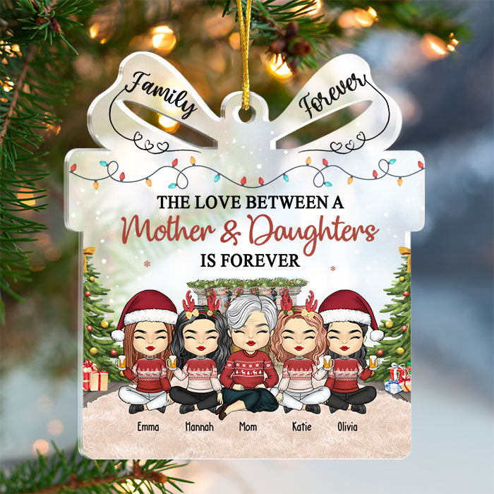 Mère et filles unies pour toujours - Décoration familiale personnalisée - Coffret cadeau en acrylique - Cadeau de Noël pour fille de la part de maman