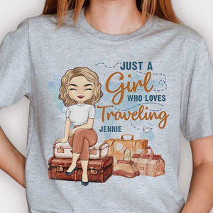 Juste une fille qui aime voyager - T-shirt et sweat à capuche unisexe personnalisé - Cadeau pour meilleure amie