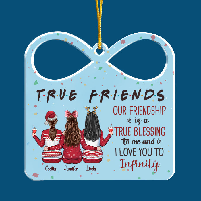 Notre amitié est une véritable bénédiction - Décoration de Noël en acrylique personnalisée en forme de boîte-cadeau - Cadeau pour meilleure amie, meilleure amie, sœur, cadeau d'anniversaire pour meilleure amie et amie, cadeau de Noël