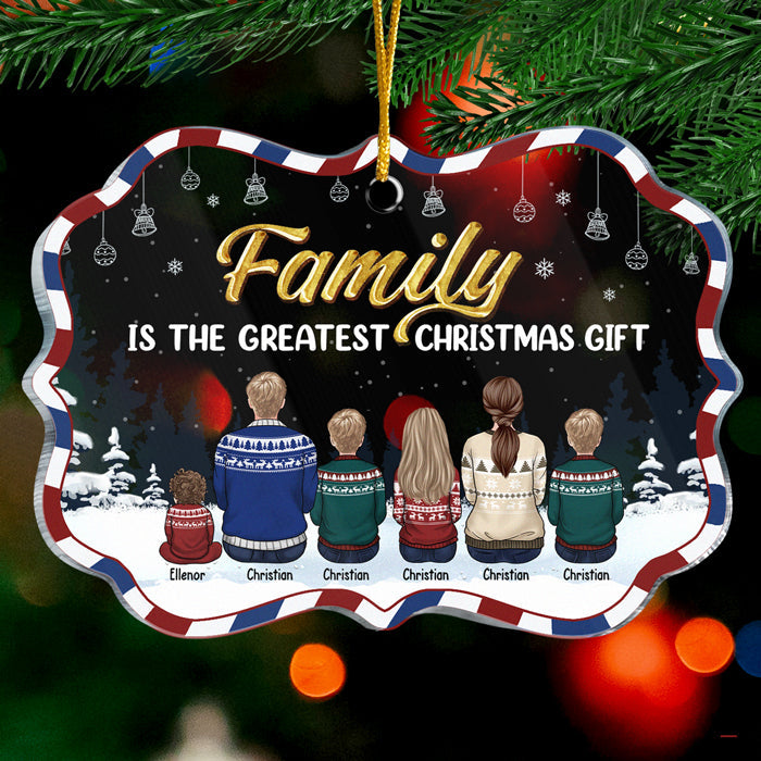 La famille est le meilleur cadeau de Noël ! Décoration de Noël personnalisée en acrylique en forme de Benelux. Cadeau pour la famille, cadeau de Noël.