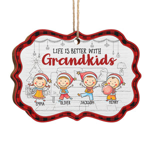 La vie est meilleure avec ses petits-enfants - Décoration de Noël en bois personnalisée en forme de Benelux - Cadeau pour la famille, cadeau de Noël