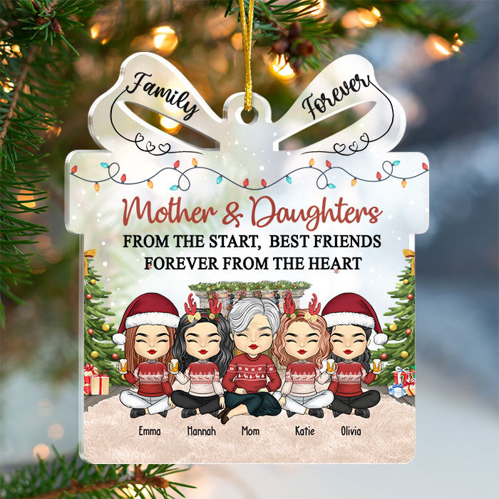 Mère et filles unies pour toujours - Décoration familiale personnalisée - Coffret cadeau en acrylique - Cadeau de Noël pour fille de la part de maman