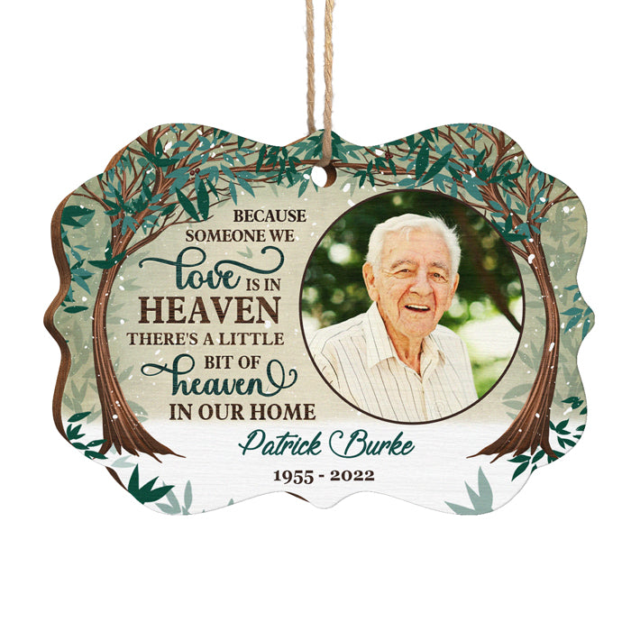 Il y a un petit coin de paradis dans notre maison - Ornement commémoratif personnalisé - Bois en forme de Benelux - Télécharger une image, cadeau de condoléances, cadeau de Noël pour la famille