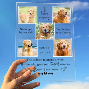 Plus à nos côtés, mais à jamais dans nos cœurs - Télécharger une image - Plaque acrylique personnalisée