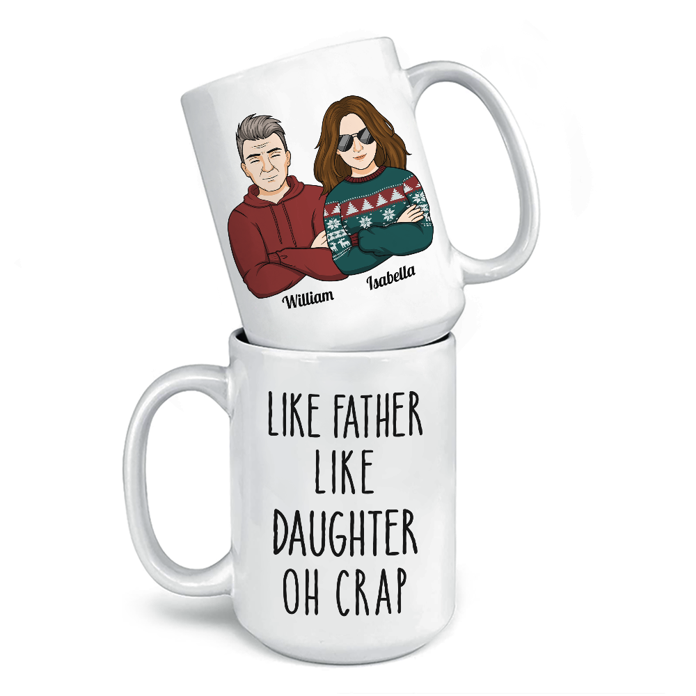 Oh merde, tel père, telle fille - Tasse personnalisée familiale - Cadeau pour les membres de la famille