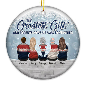 Les frères et sœurs sont les plus beaux cadeaux des parents - Ornement personnalisé pour la famille - Forme ronde en céramique - Cadeau de Noël pour frères et sœurs