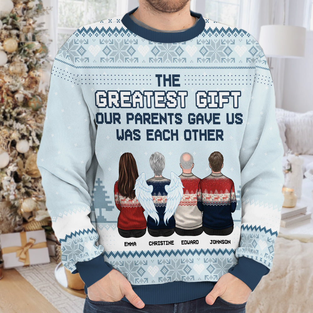 Nos frères et sœurs sont les plus beaux cadeaux - Sweat-shirt moche personnalisé pour la famille - Pull en laine unisexe - Cadeau de Noël pour frères et sœurs