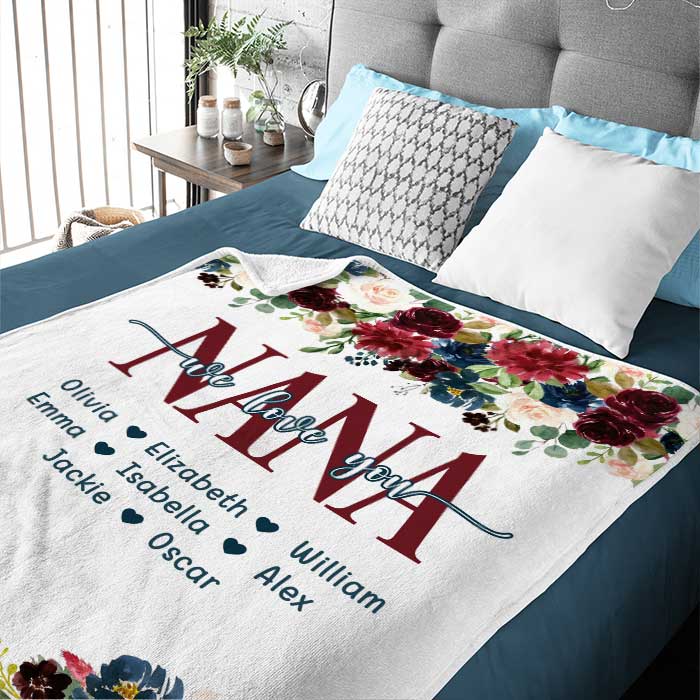 Grand-mère, nous t'aimons - Couverture personnalisée - Cadeau pour grand-mère, grands-parents, cadeau de Noël