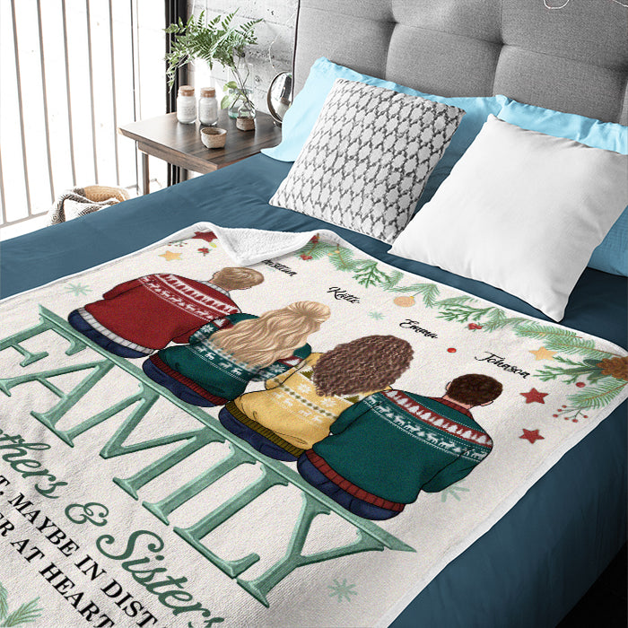 Les membres de la famille ne sont jamais séparés au fond du cœur - Couverture personnalisée pour la famille - Cadeau de Noël pour les frères et sœurs