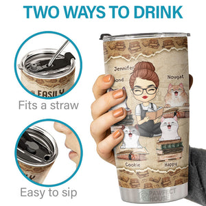 Easily Distracted By Books & Cats - Personalized Tumbler - Gift For Cat Lovers, Cat Owners, Cat Gift, Gift For Pet Lovers