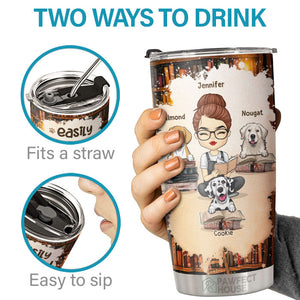 Easily Distracted By Books & Dogs - Personalized Tumbler - Gift For Dog Lovers, Dog Owners, Dog Gift, Gift For Pet Lovers