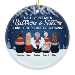 Les frères et sœurs de cœur ne sont jamais séparés - Ornement personnalisé familial - Forme ronde en céramique - Cadeau de Noël pour frères et sœurs