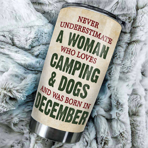 A Woman Loves Camping & Dogs - Personalized Tumbler - Gift For Camping Lovers, Gift For Pet Lovers
