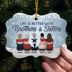La vie est meilleure entre frères et sœurs - Décoration familiale personnalisée - Acrylique en forme de Benelux - Cadeau de Noël pour frères et sœurs