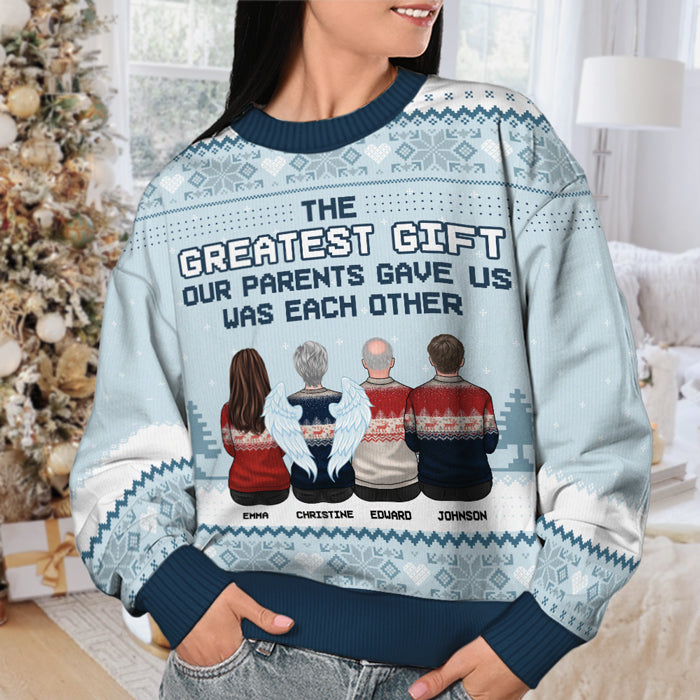 Nos frères et sœurs sont les plus beaux cadeaux - Sweat-shirt moche personnalisé pour la famille - Pull en laine unisexe - Cadeau de Noël pour frères et sœurs
