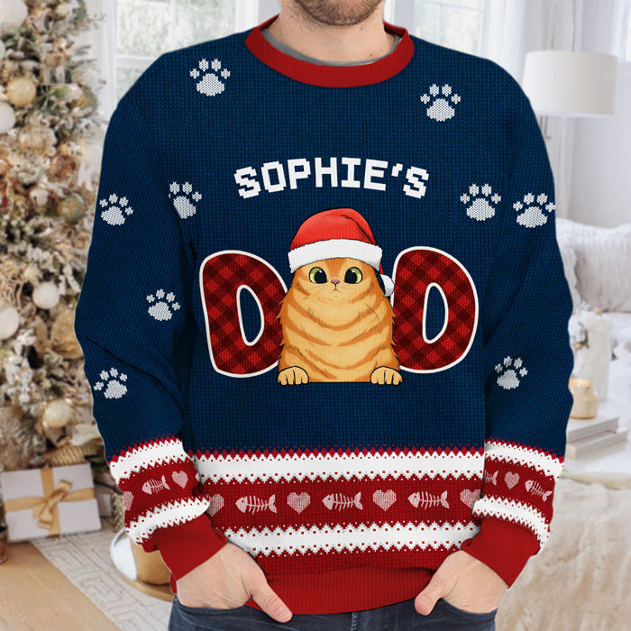 Nous sommes parents de chats - Sweat-shirt de Noël unisexe personnalisé et moche, sweat-shirt en laine, sweat-shirt imprimé intégral - Cadeau pour les amoureux des chats, les amoureux des animaux, cadeau de Noël