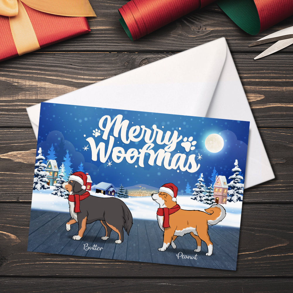 Joyeux Noël - Carte postale de Noël personnalisée, carte de vœux, cadeau pour les amoureux des chiens et des animaux