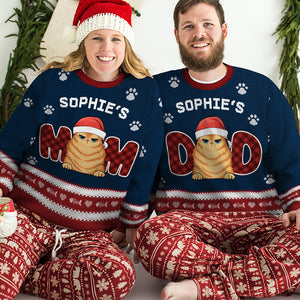 Nous sommes parents de chats - Sweat-shirt de Noël unisexe personnalisé et moche, sweat-shirt en laine, sweat-shirt imprimé intégral - Cadeau pour les amoureux des chats, les amoureux des animaux, cadeau de Noël