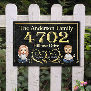 Couple Metal House Address Sign - Gift For Couples, Husband Wife, Personalized Metal Sign