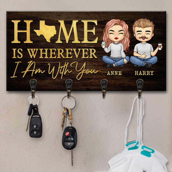 La maison est là où je suis avec toi - Porte-clés personnalisé, porte-clés - Cadeaux d'anniversaire, cadeau pour couples, mari et femme