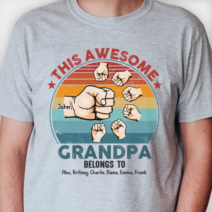 Ce grand-père génial appartient à ces enfants - Cadeau pour papa, grand-père - T-shirt unisexe personnalisé, sweat à capuche