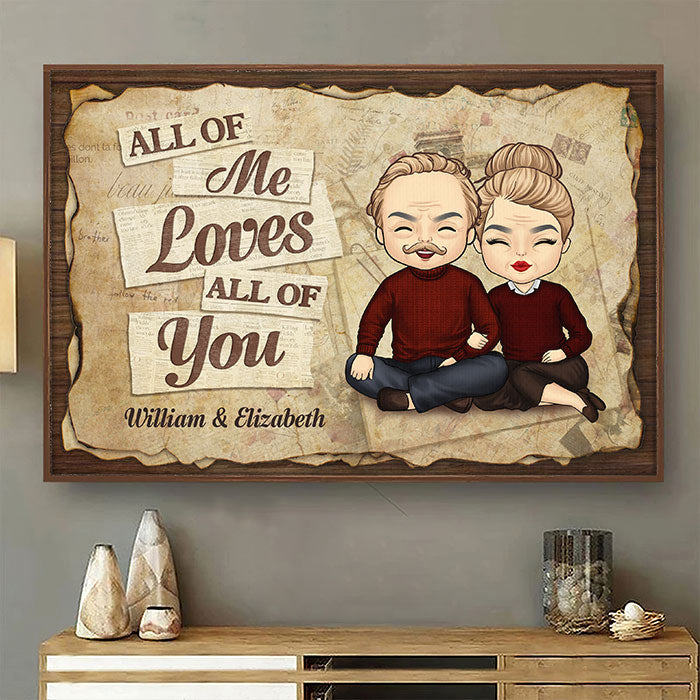 Je t'aime de tout mon cœur - Cadeau pour couple, mari et femme - Affiche horizontale personnalisée