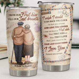Je t'aime pour toujours et je veux juste être ton dernier tout - Gobelet personnalisé - Cadeau pour couple, mari femme, anniversaire, fiançailles, mariage, cadeau de mariage