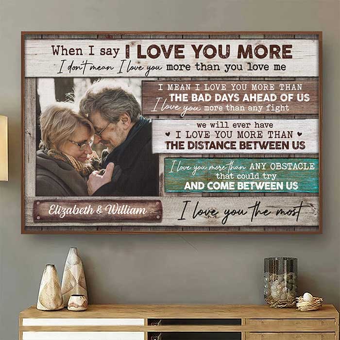 I Love You More Than Anything - Upload Image, Gift For Couples - Personalized Horizontal Poster.