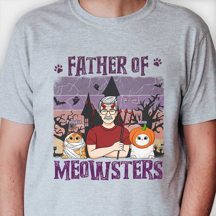 Père des Meowsters - T-shirt unisexe personnalisé, sweat à capuche, sweat-shirt - Cadeau pour les amoureux des animaux, cadeau d'Halloween