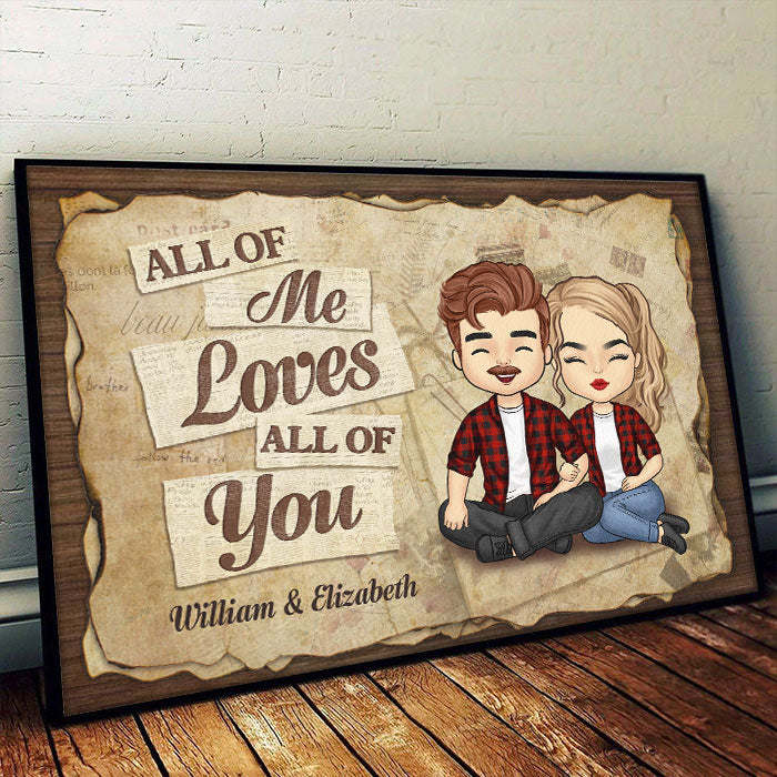 Je t'aime de tout mon cœur - Cadeau pour couple, mari et femme - Affiche horizontale personnalisée