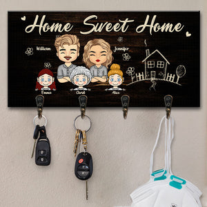 There Is No Place Happier Than Our Home - Personalized Key Hanger, Key Holder - Gift For Couples, Husband Wife