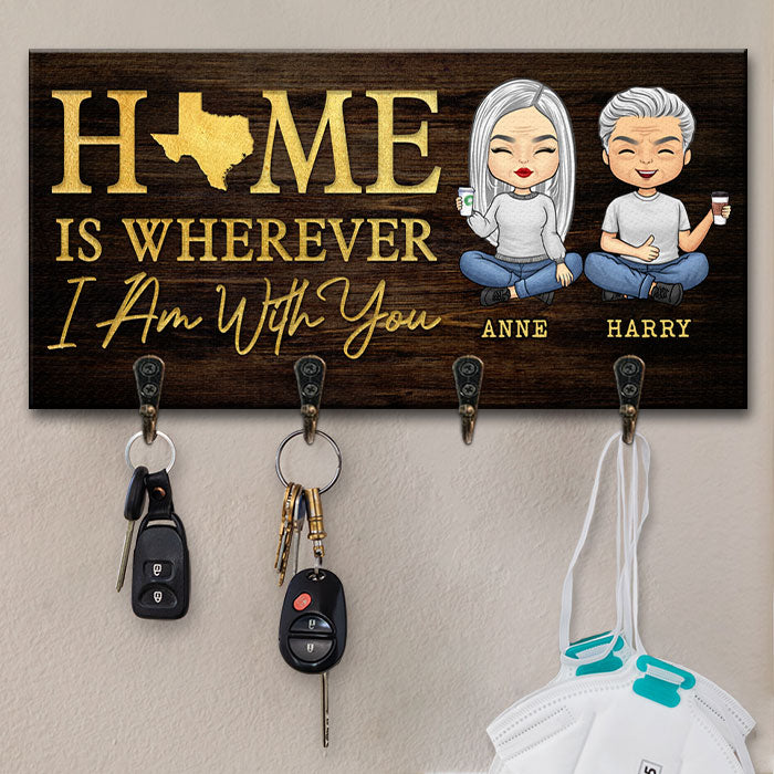 La maison est là où je suis avec toi - Porte-clés personnalisé, porte-clés - Cadeaux d'anniversaire, cadeau pour couples, mari et femme