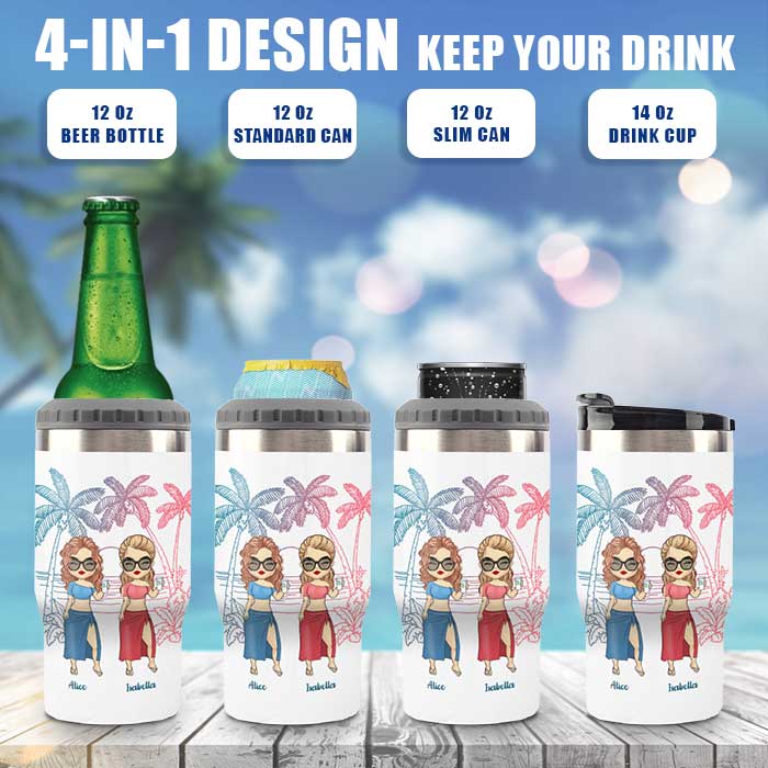 Plages, boissons et amis - Glacière personnalisée - Cadeau pour ami