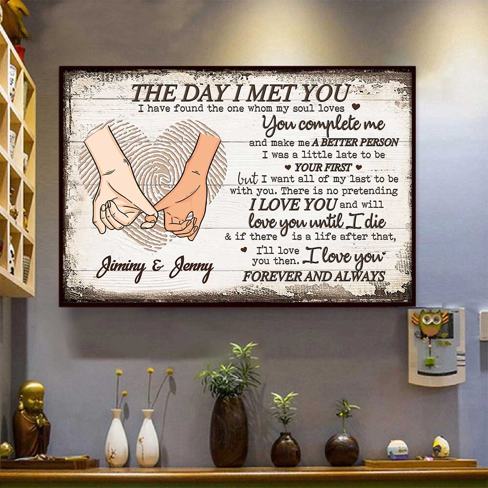 Love You Forever And Always - Gift For Couples, Husband Wife, Personalized Horizontal Poster.