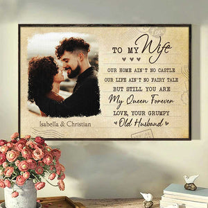 You're My Queen Forever - Upload Image, Gift For Couples - Personalized Horizontal Poster.