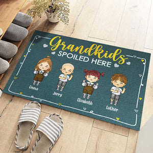 Petits-enfants gâtés ici - Tapis décoratif personnalisé - Cadeau pour couples, mari et femme