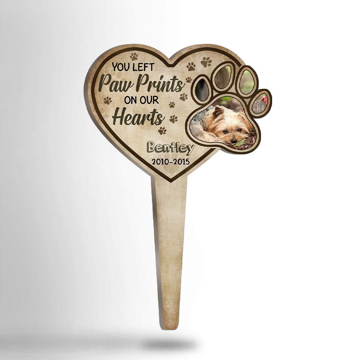 You Left Paw Prints On Our Hearts - Personalized Garden Stake.