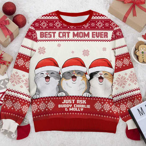 Best Cat Dad Ever - Personalized All-Over-Print Sweatshirt.