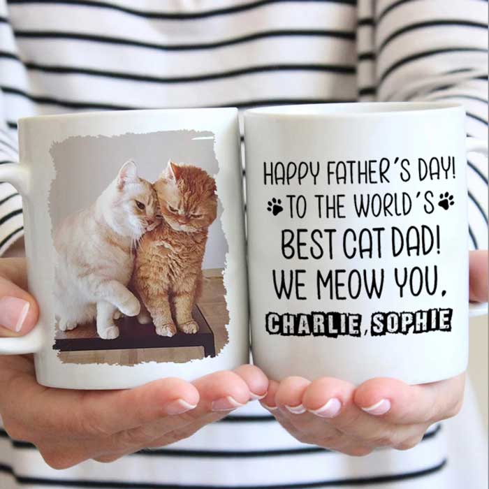 Happy Father's day To The World's Best Dog/Cat Dad - Gift for Dad, Funny Personalized Cat Mug.